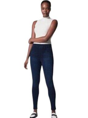Spanx Jean-ish Large Dark Indigo Pull On Jeans Medium